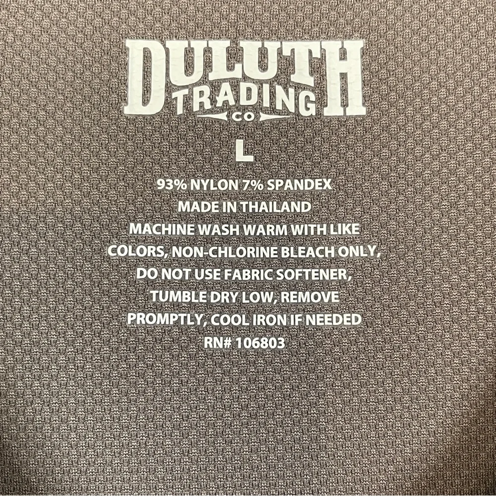 Duluth Trading Co Mens Go Buck Naked Performance Crew Undershirt Gray Top L